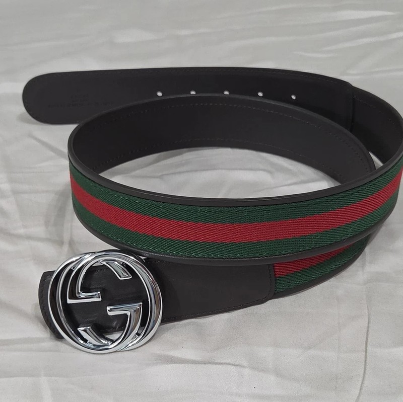 Gucci Reversible Belt 95CM Brown Leather Green Red Web Luxury Men's Accessory gallery