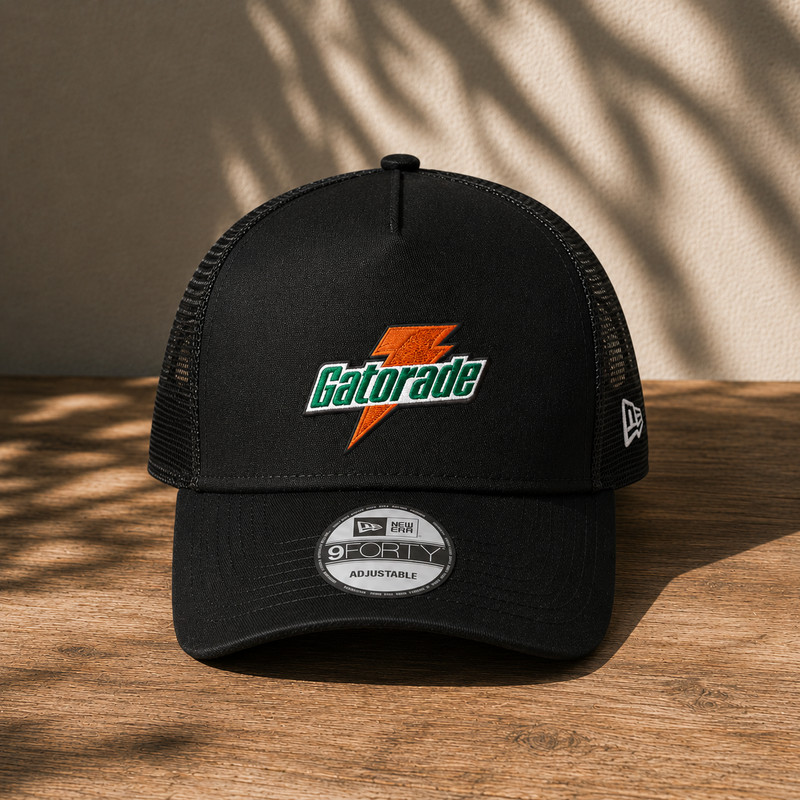 Gatorade Embroidered Trucker Hat Black Mesh Adjustable Snapback Baseball Cap