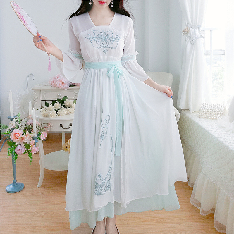 Women Summer Chinese Style Hanfu Dress Fairy Dress Embrioded Long Drss gallery