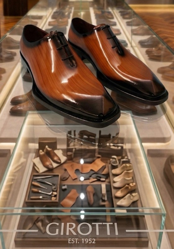 GIROTTI Custom Luxury Men’s Burnt Orange /Black Leather Dress Shoes EU 41 US 8 gallery