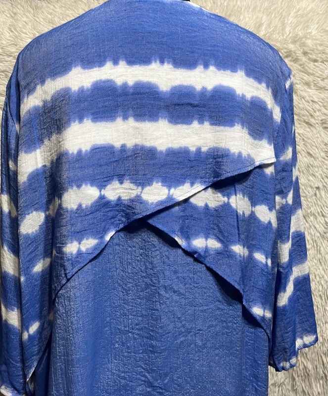 Catherines Cardigan Womens 2X Blue Knit Tie Dye Open Kimono Asymmetrical Sweater gallery