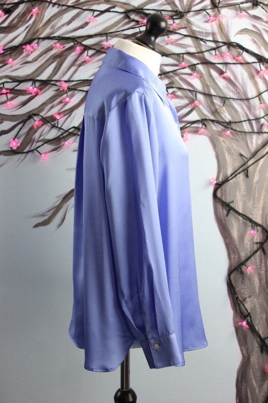 M&S Collection Satin Look Periwinkle Shirt Summer City Academia UK 16 EUR 44 gallery