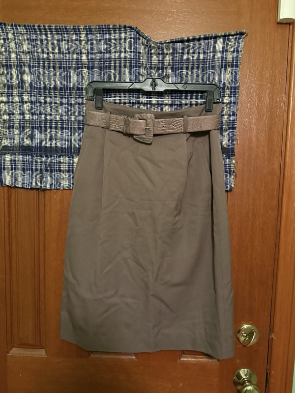 Linda Allard Ellen Tracy Women's 100% Wool Pencil Skirt Brown Preowned Size 12 gallery