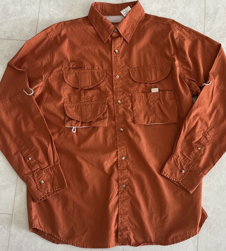 ￼￼ NEW W/TAGS ROCK POINT MENS BURNT ORANGE LONG SLEEVE COTTON FISHING SHIRT XL