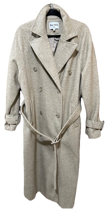 NA-KD Herringbone Tan Belted Trenchcoat Soft Touch Size M/EU 38 NWOT gallery