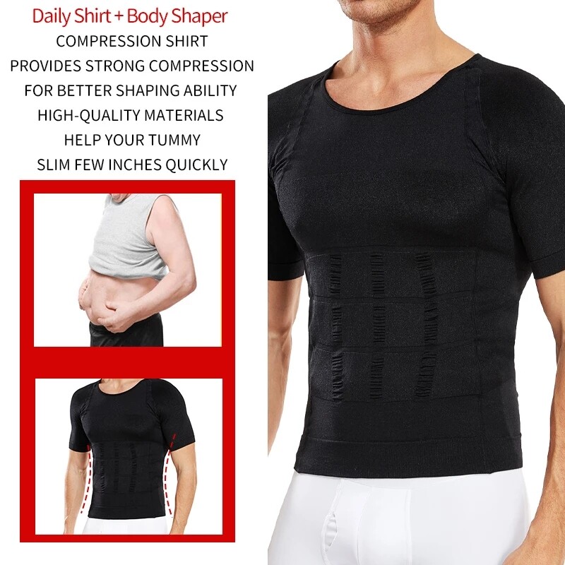 Men's Compression Slimming Body Shaper Gynecomastia Shirt Posture Corrector Vest gallery