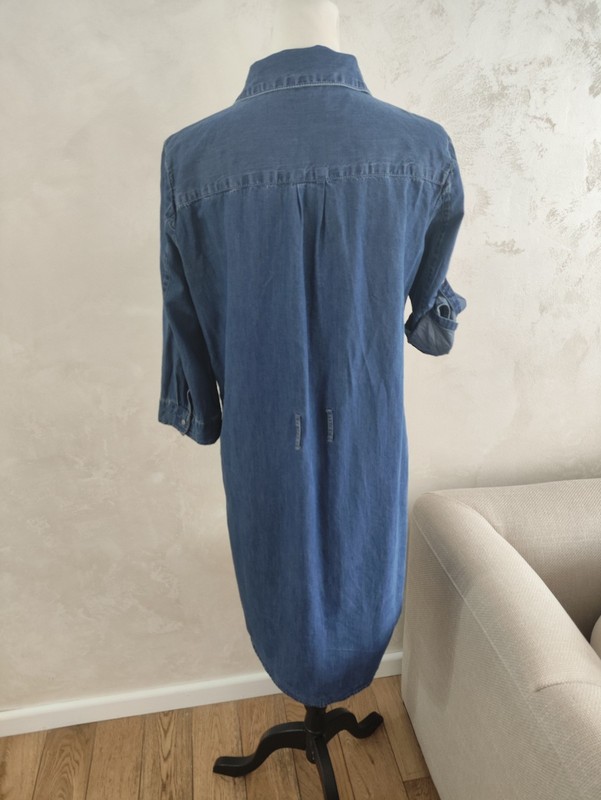 M&S womens Short Shirt Tunic Dress Size 14 Casual Blue 3/4 Sleeve Summer Denim gallery