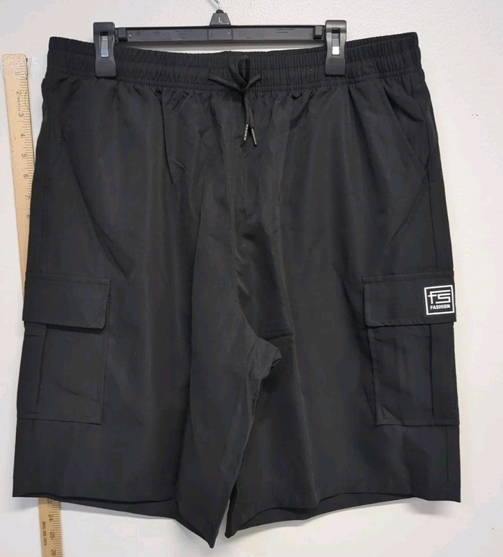 FS Fashion Men’s Drawstring Cargo Shorts With Pockets XXXL Black