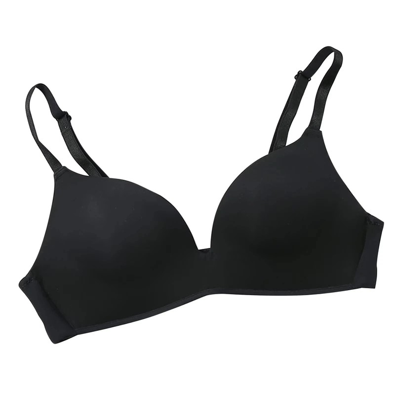 Women Seamless Wireless Lightly Lined Soft Breathable, Size Large 34/75 Black