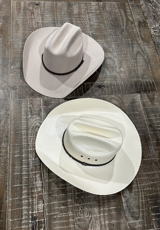 2 Cowboy Hats Cody James Biege Wool Blend & Cowboy Straw Hat, Men’s Size 7 1/2