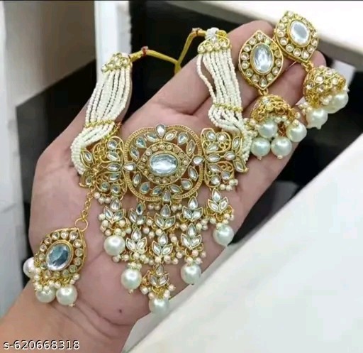 Indian Bollywood Gold Plated Kundan Choker Bridal Necklace Earrings Jewelry Set gallery