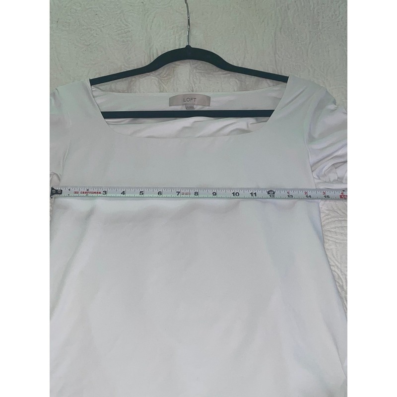 LOFT White Square Neck Short Sleeve Top Size L 757410 SU24 gallery