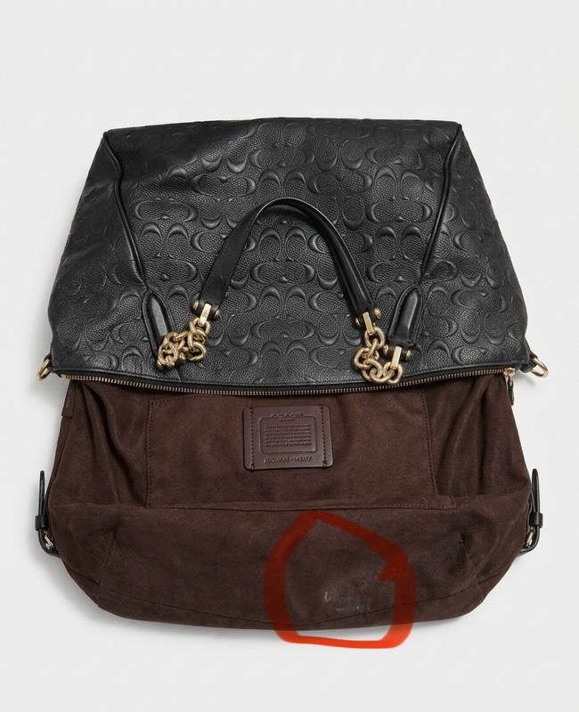 COACH Embossed Signature Black Leather Medium Satchel Bag Gold Chain Crossbody gallery