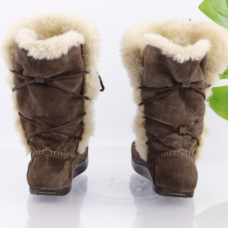 Kalso Earth Womens Mirrage Boot Size 7.6 Brown Suede Sherpa Negative Heel Mid gallery