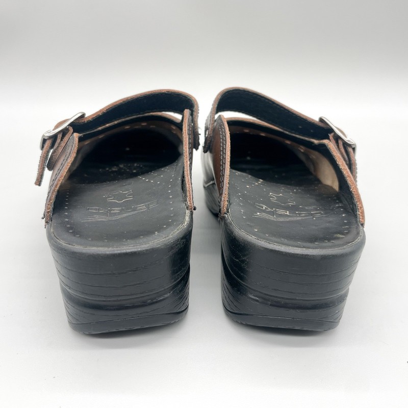Dansko Womens 38 7.5 Merrie Mary Jane Clogs Brown Perforated Buckle Mules Shoes gallery
