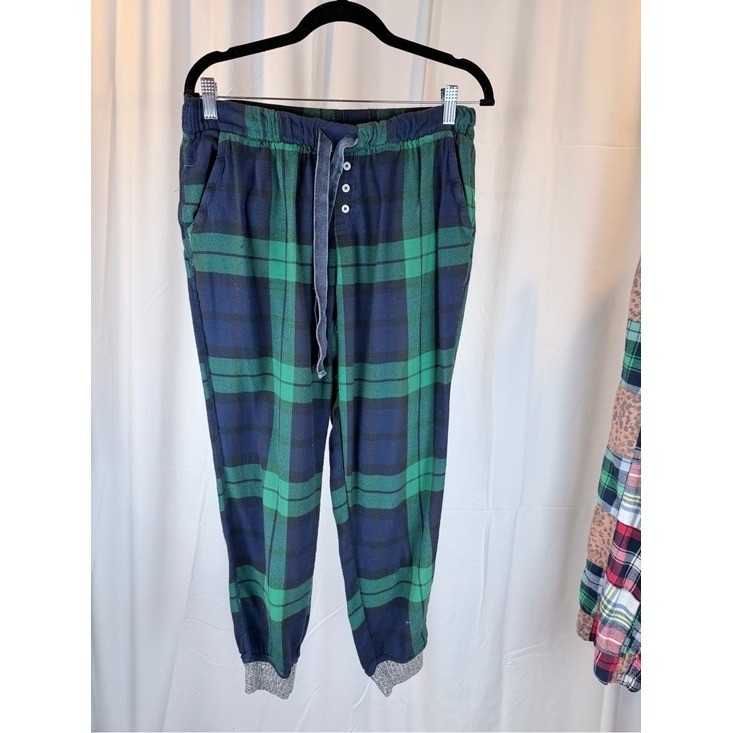 Aerie Women’s Green Navy Blue Plaid Flannel Pajama Joggers Small