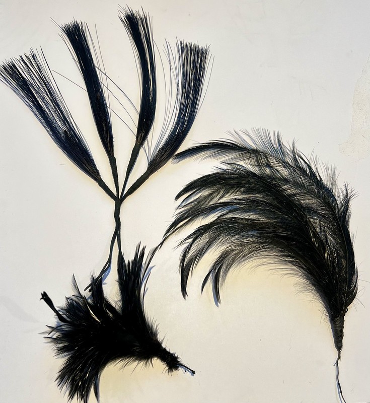 3 ANTIQUE ART DECO MILLINERY BLACK FEATHER SPRAYS EGRET FOR HAT