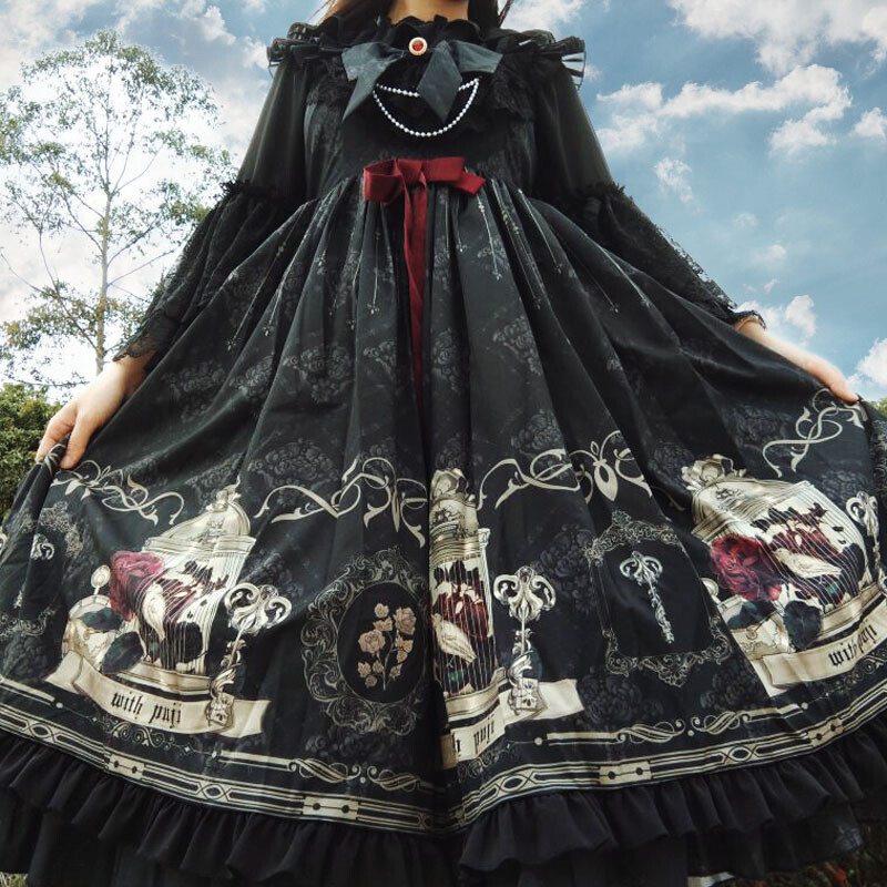Women Gothic Lolita Dress Cosplay Costume Kawaii Ruffle Slip Retro Party Fit gallery