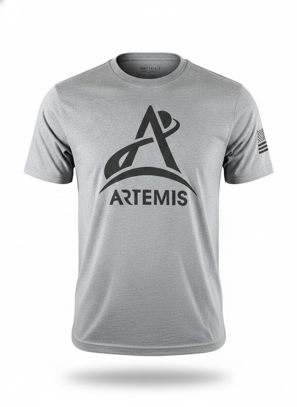 NASA Artemis Program Graphic T Shirt Mens Medium Heather Grey American Flag Tee