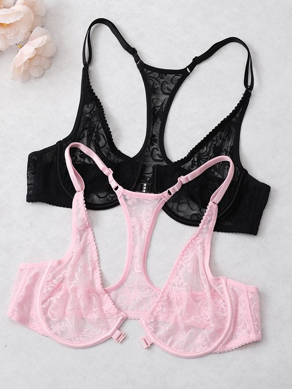 Women Bras Front Closure Bras Lace Racer Back Underwired Brassiere Sexy Lingerie gallery