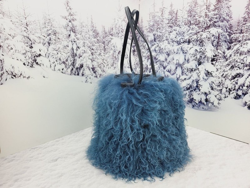 Exclusive Llama fur bag Real womens mongolian fur purse Crossbody bag for women