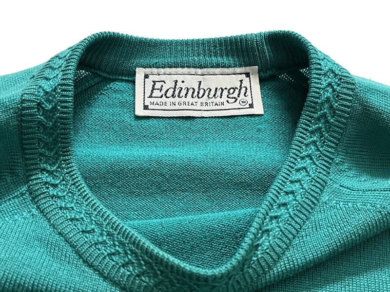 EDINBURGH Britain Merino Wool Crewneck Sweater • Teal Blue • Large gallery