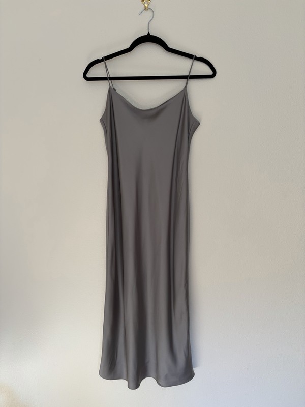 J.CREW Gwyneth Silver Gray Satin Slip Dress Sz 0 XS EUC Quiet Lux 90s Minimalism gallery