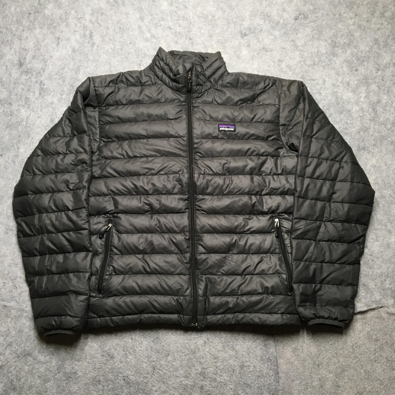 Patagonia Down Sweater Jacket Mens Small S Gray Down Puffer Full Zip Outdoor