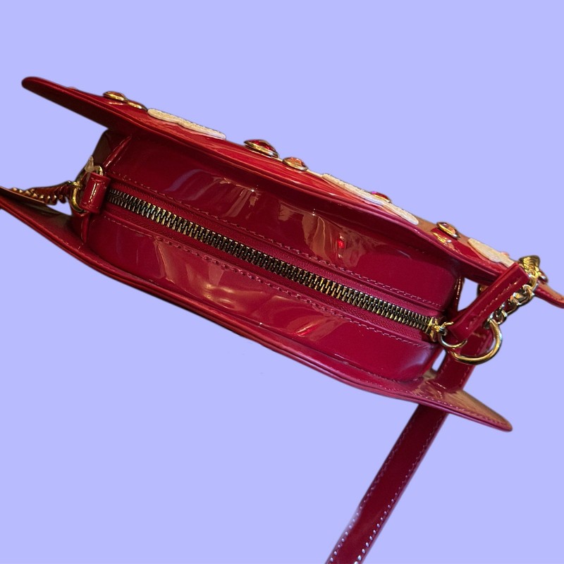 BETSEY JOHNSON Mushroom and Hearts Kitsch Crossbody Bag Red NWT gallery