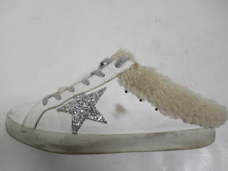 Golden Goose Women's Super-Star Sabot In White Leather and Shearling Lining 7.5 gallery