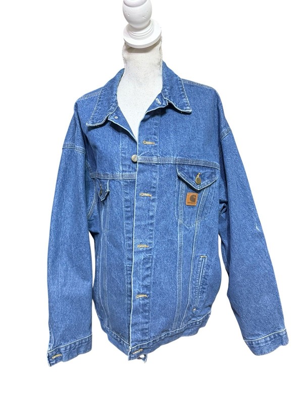 Vintage Carhartt Denim Jacket Men XLT USA Made Chore Barn Field Utility J12 DST