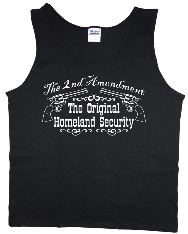 Men’s tank top 2nd amendment gun rights decal design sleeveless tee muscle shirt