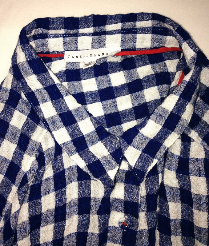 Jane and Delancey Women’s Size 1X Blue White Plaid Long Sleeve Button Up Shirt gallery