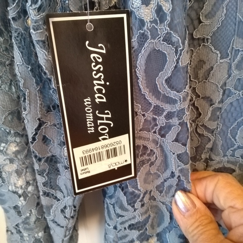 Jessica Howard Women's Size 14W Blue NWT Lace Lined Scallop Hem Back Zip Car32 gallery