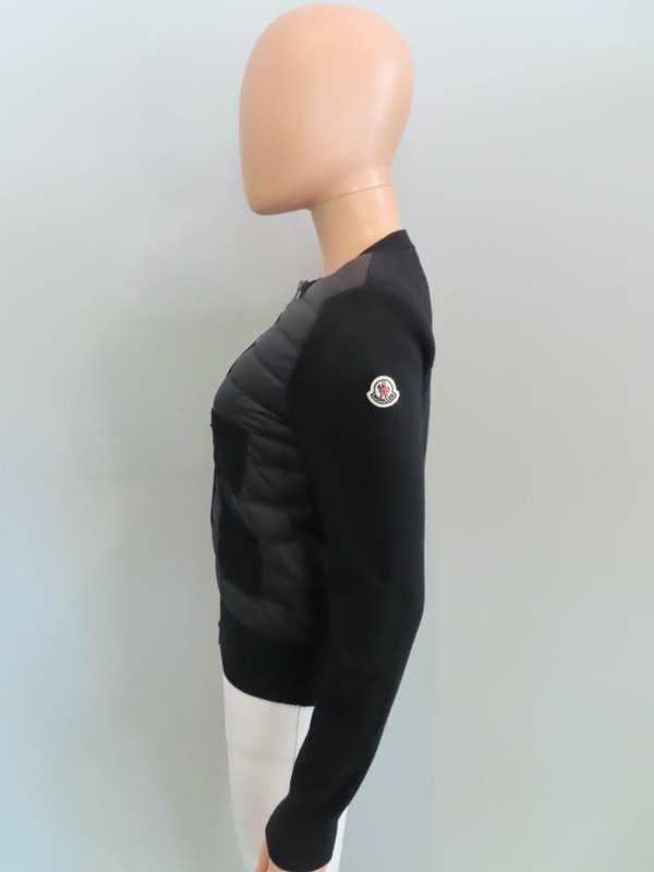 Moncler Black Cardigan Tricot Thin Down Puffer Jacket Size XS gallery