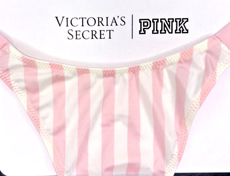Victoria's Secret Very Sexy NWT Large Pink Stripe Shine Strap Brazilian Panty gallery