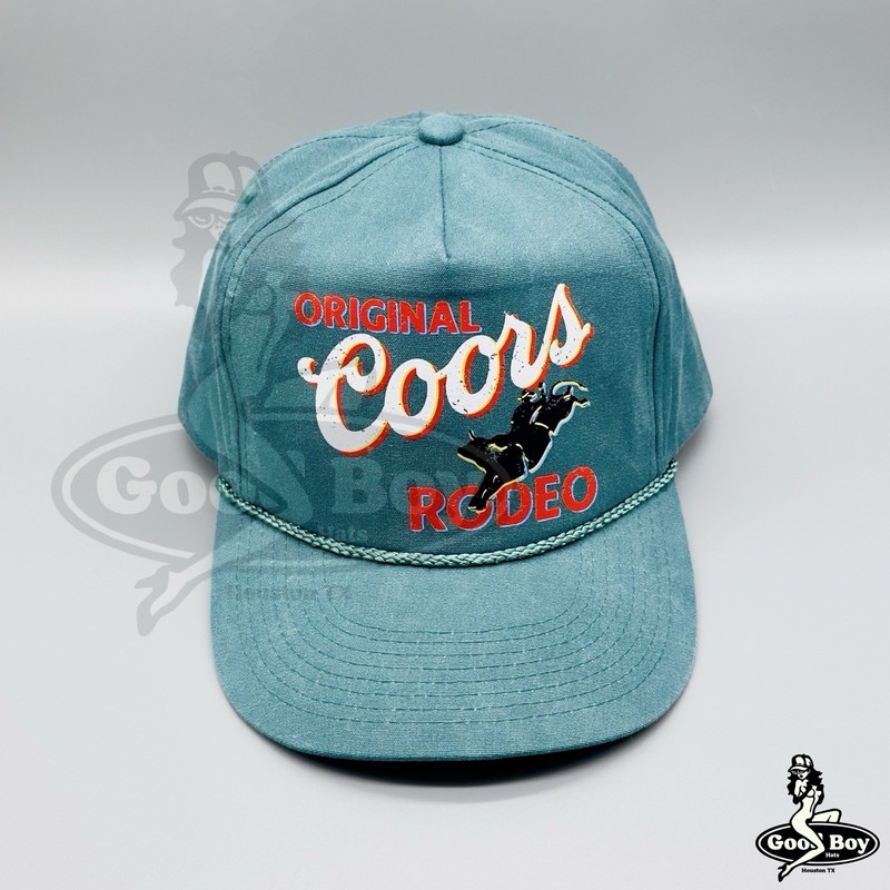 Original Coors Rodeo Trucker Hat Denim Washed Teal Cowboy Western Wear Cap gallery