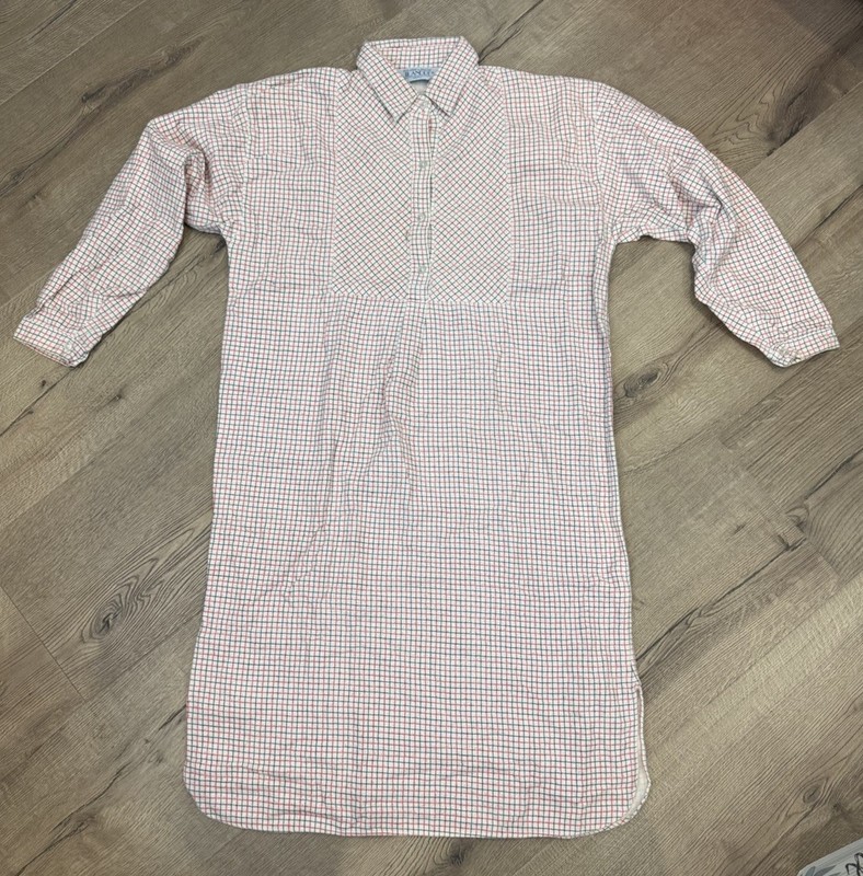 JILANDRE Flannel Nightshirt Red Black Check Plaid Small Sleepwear