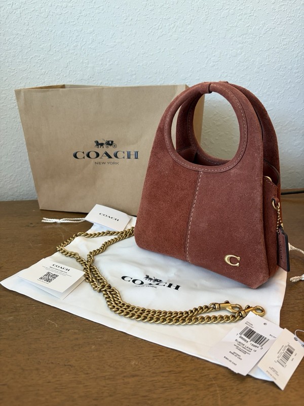 Brand New Coach Suede Lana 19 in Clay with brass hardware gallery