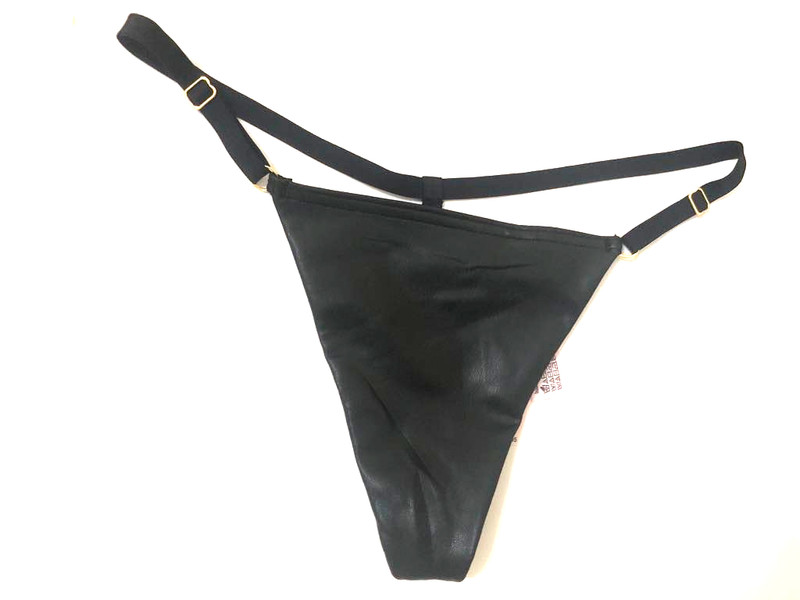 Victoria’s Secret Very Sexy Adjustable Sides Faux Leather V String Panty Black