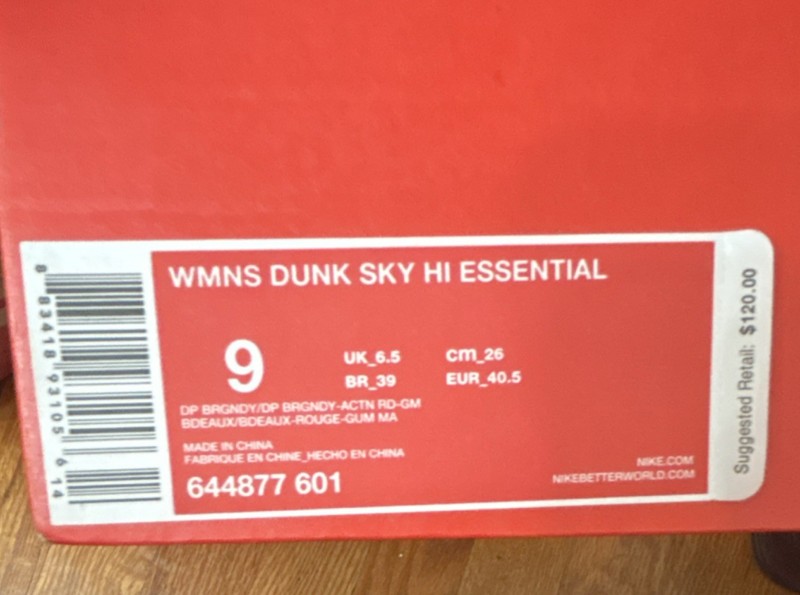 Nike Dunk Sky Hi Essential Burgundy Mesh/Suede Women's High Top Sneakers gallery