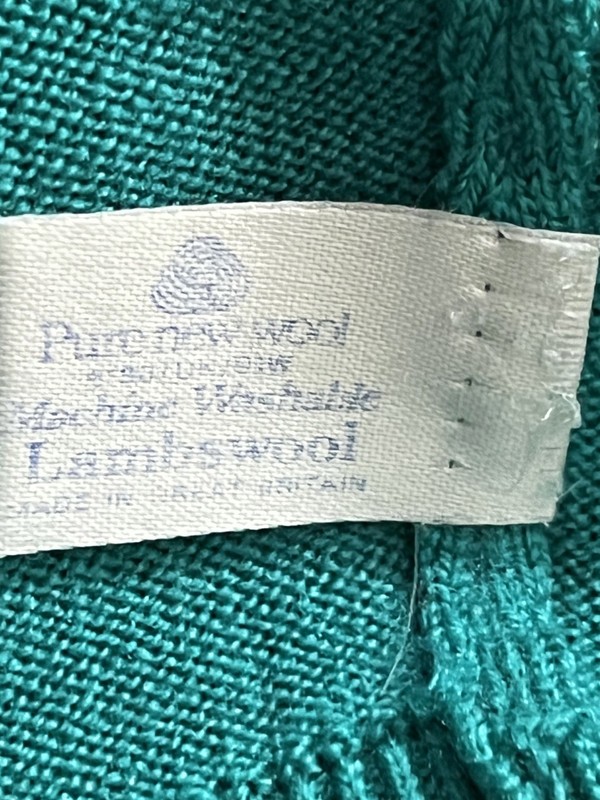 EDINBURGH Britain Merino Wool Crewneck Sweater • Teal Blue • Large gallery