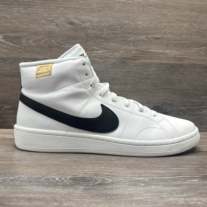 Nike Court Royale 2 Mid Mens Size 13 White Black Athletic Leather Shoes Sneakers