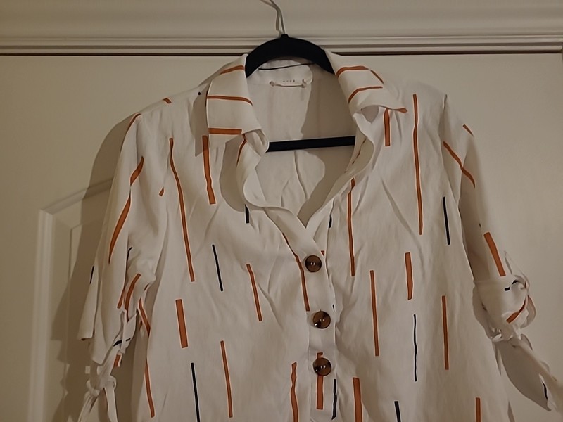 Lush Women Button Front Lined Shirt Dress No Bust or Darts Pockets Size M gallery