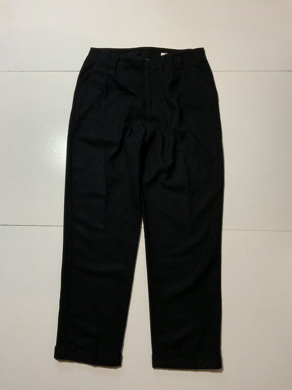 Vintage 80s Studio Tokyo International Japan Wool Black Pleated Cuffed Pants 36