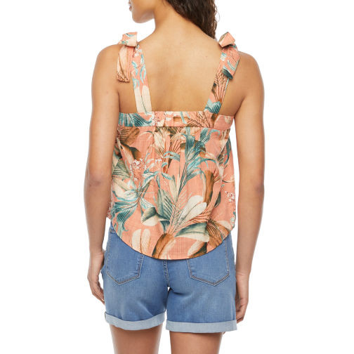 NEW Ana XL Tank Top Peach Tropical Floral Cottage Boho Womens Casual Beachy gallery