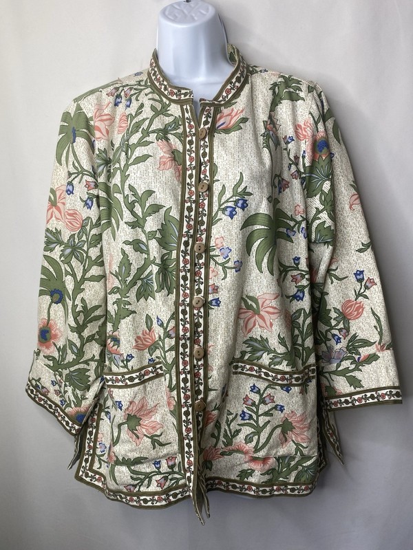 Tudor Court By Haband Womens Jacket Size Large Fall Asian Inspired Loop Buttons
