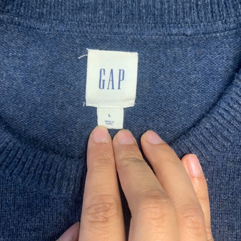 GAP Men's Sweater Size L Blue Colorblock Stripe Crewneck Knit Pullover Retro Ski gallery