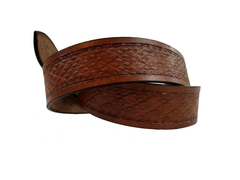 MENS BELT TOOLED LEATHER WESTERN BELTS FOR MEN WOMEN BROWN SIZE 32 TO 44 gallery