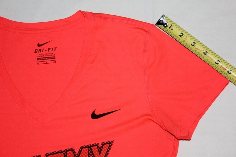 United States US Army Nike Dri-Fit ladies neon orange v-neck fitted top Medium gallery